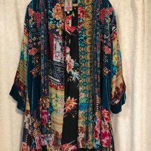 NWT NEW Johnny Was Designer Biza Velvet Embroidered Kimono Womens Size M